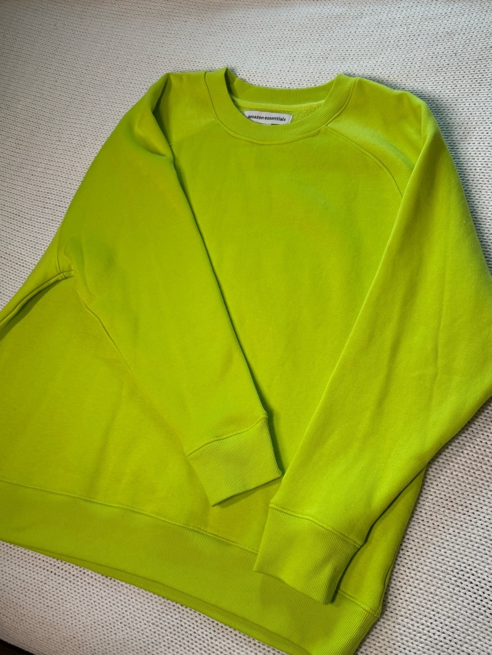Amazon Essentials Neon Green Pullover Sweatshirt